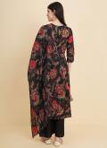Glorious Black Cotton  Floral Print Salwar Suit for Casual - 1