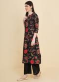 Glorious Black Cotton  Floral Print Salwar Suit for Casual - 2