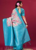 Glorious Blue Silk Digital Print Contemporary Saree - 2