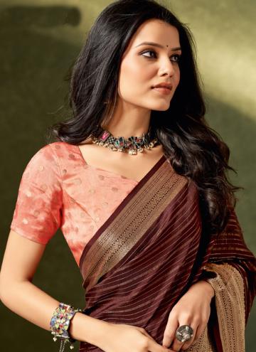 Glorious Brown Silk Woven Trendy Saree