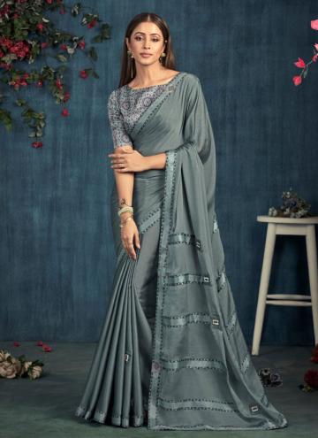 Glorious Grey Silk Border Designer Saree