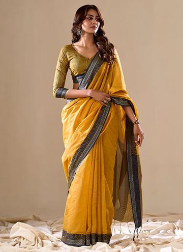 Glorious Mustard Handloom Cotton Woven Classic Designer Saree for Casual