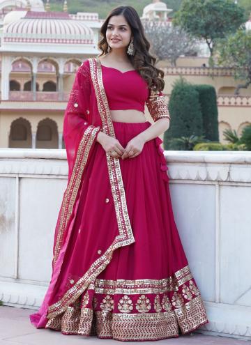 Glorious Pink Faux Georgette Embroidered Lehenga C