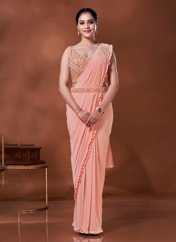 Glorious Pink Imported Border Contemporary Saree f
