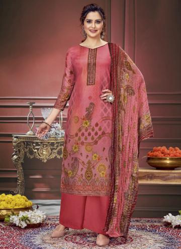 Glorious Pink Muslin Digital Print Salwar Suit for