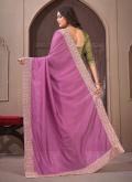 Glorious Rose Pink Vichitra Silk Border Classic Designer Saree - 2