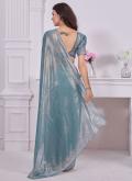 Glorious Turquoise Organza Zircon Classic Designer Saree for Engagement - 2