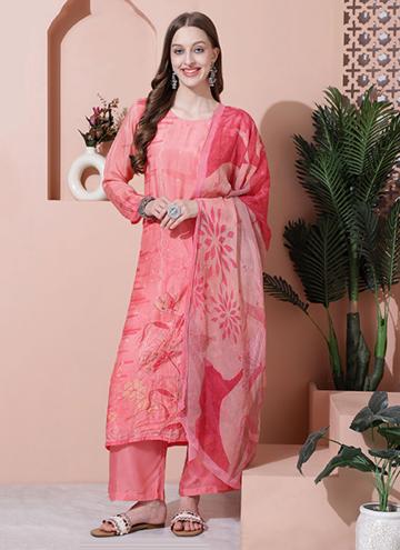 Gratifying Digital Print Muslin Pink Designer Salwar Kameez