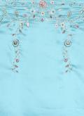 Gratifying Firozi Satin Silk Embroidered Trendy Saree - 3