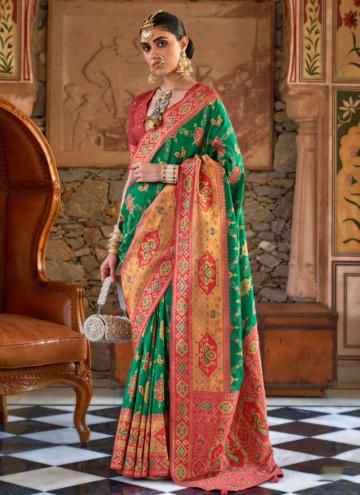 Gratifying Green Banarasi Woven Contemporary Saree