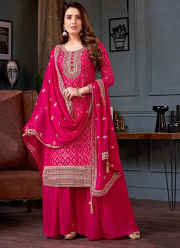 Gratifying Pink Georgette Embroidered Salwar Suit