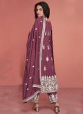 Gratifying Pink Silk Embroidered Designer Salwar Kameez for Ceremonial - 1