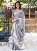 Gratifying Woven Cotton  Grey Contemporary Saree - 1