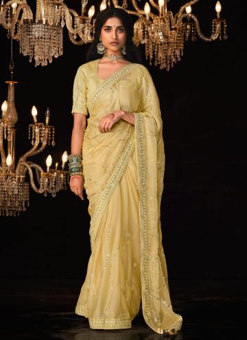 Gratifying Yellow Fancy Fabric Border Classic Designer Saree