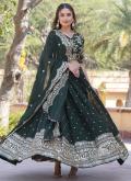 Green A Line Lehenga Choli in Faux Georgette with Embroidered - 2