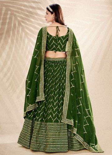 Green A Line Lehenga Choli in Georgette with Embroidered