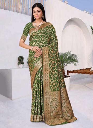 Green Banarasi Woven Designer Saree for Ceremonial