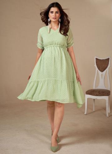 Green Casual Kurti in Georgette with Plain Work