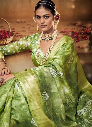 Green Casual Saree in Cotton  with Digital Print