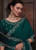 Green Chiffon Zircon Trendy Saree for Ceremonial - 1