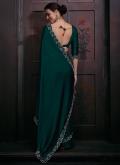 Green Chiffon Zircon Trendy Saree for Ceremonial - 2
