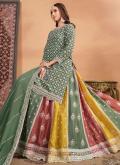 Green Chinon Embroidered A Line Lehenga Choli for Ceremonial - 2