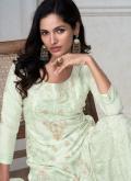 Green Chinon Embroidered Designer Salwar Kameez for Engagement - 1