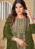 Green Chinon Embroidered Salwar Suit - 2