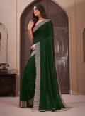 Green color Border Vichitra Silk Designer Saree - 3
