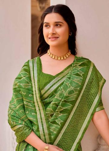 Green color Chiffon Contemporary Saree with Printed