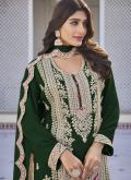 Green color Chinon Salwar Suit with Embroidered - 1