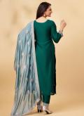 Green color Cord Vichitra Silk Salwar Suit - 1