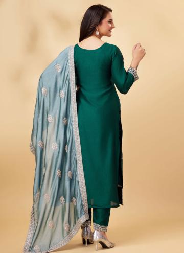Green color Cord Vichitra Silk Salwar Suit