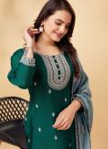 Green color Cord Vichitra Silk Salwar Suit - 4