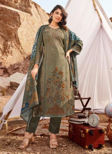 Green color Cotton Lawn Salwar Suit with Digital Print