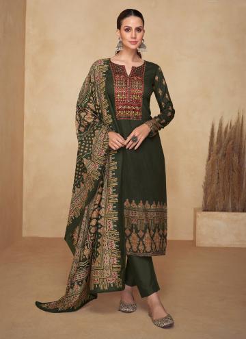 Green color Cotton  Trendy Salwar Kameez with Embroidered