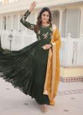 Green color Embroidered Faux Georgette Gown - 2