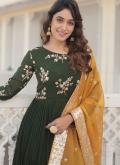Green color Embroidered Faux Georgette Gown - 4