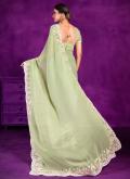 Green color Embroidered Shimmer Contemporary Saree - 1