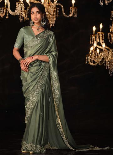 Green color Fancy Fabric Classic Designer Saree with Border