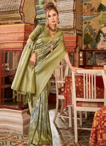 Green color Fancy work Silk Trendy Saree