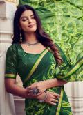 Green color Georgette Classic Designer Saree with Printed - 1