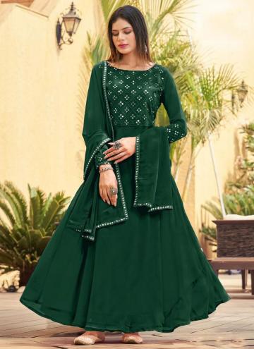 Green color Georgette Gown with Foil Print