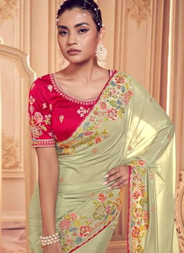 Green color Georgette Traditional Saree with Cord