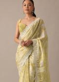 Green color Georgette Trendy Saree with Cord - 1