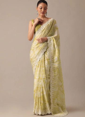 Green color Georgette Trendy Saree with Cord