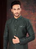 Green color Jacquard Indo Western with Fancy work - 1