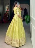 Green color Khadi Readymade Designer Gown with Woven - 2