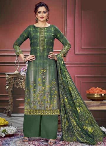 Green color Muslin Trendy Salwar Suit with Digital