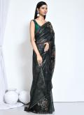 Green color Satin Silk Classic Designer Saree with Foil Print - 2